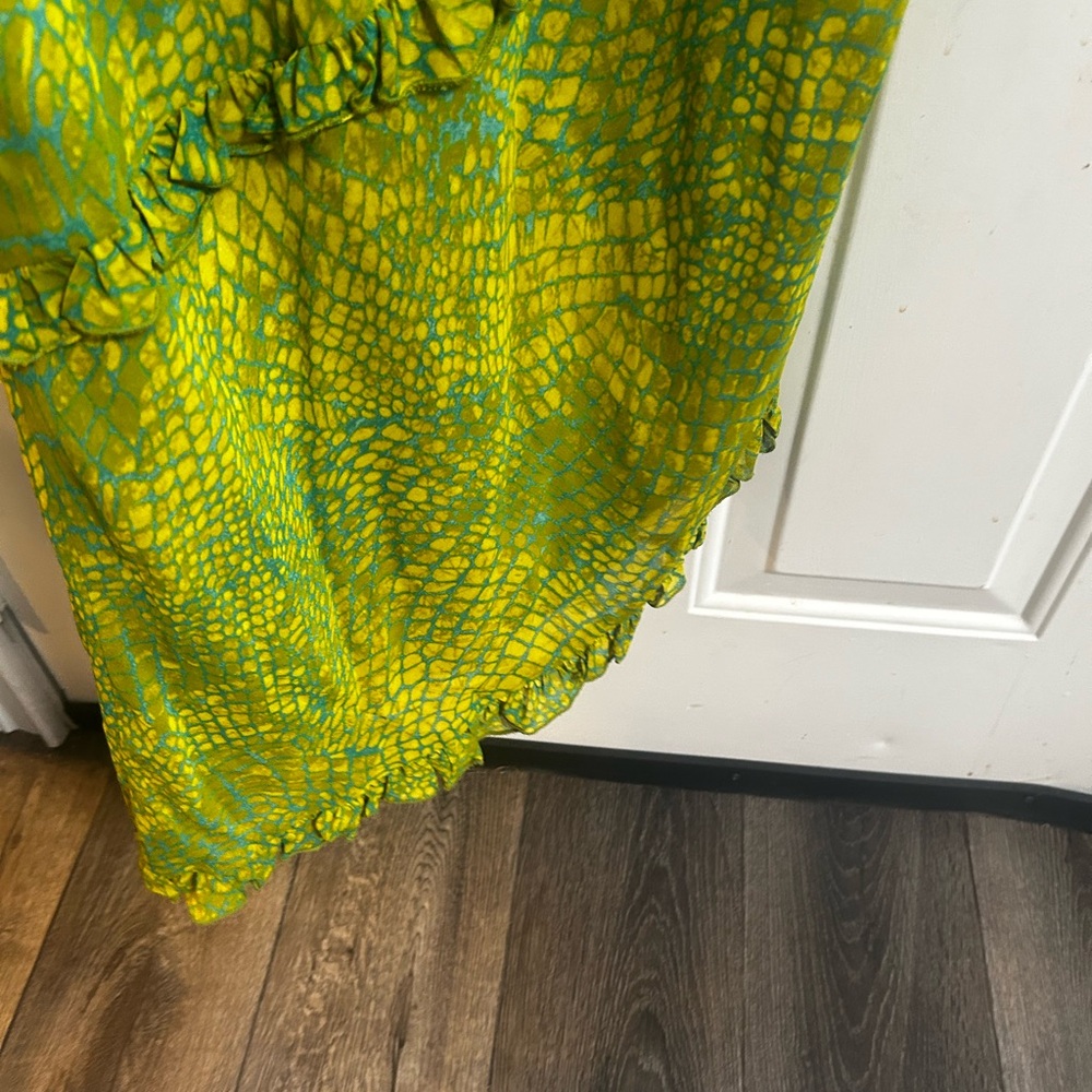 Y2K Allen B. By Allen Schwartz Asymmetrical Green Dress Sz 4 - Picture 13 of 15